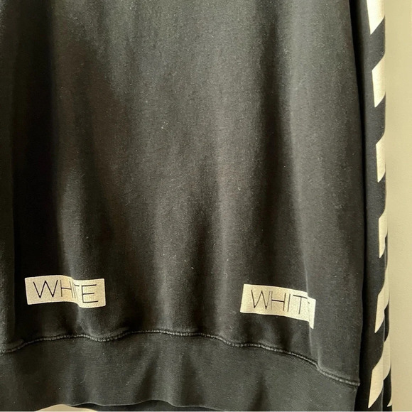Off White Blue Collar Crewneck Sweater Virgil Abloh Streetwear Logo Small Black - Picture 3 of 13